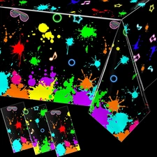 3 Pack UV Neon Glow Tablecloths 108x54" Blacklight Party Table Covers