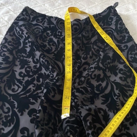 Винтажные женские бархатные брюки Talbots Burnout 8 черные прямые штанины с высоким подъемом 90-е - Изображение 4 из 4