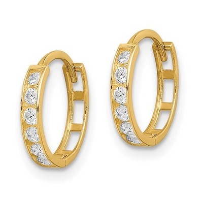 Solid 10K Yellow Gold Hoop Huggie Earrings  3.5mm x 19mm - EGE41