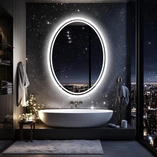 LUVODI Lighted LED Bathroom Mirror: 32”x24” Oval Wall Mounted Dimmab