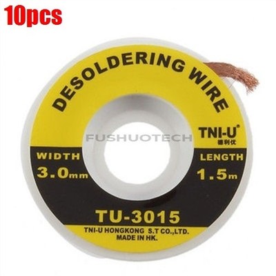 10Pcs Desoldering Braid Wick 5 Ft. 3Mm Solder Remover Tni-U Ic New ib *rr