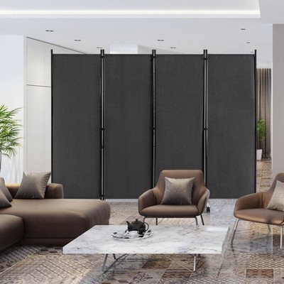 4-Panel Folding Room Divider Privacy Screen with Lockable Wheels   Portable