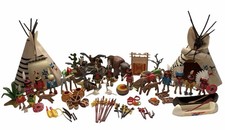 ENORME Lote De Colección Playmobil Indios Nativos Americanos con Tipis, Búfalo, Figuras