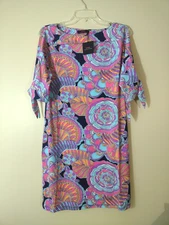 Trina Turk Size Medium Vinet Quarter Tie Sleeve Mini Dress pink blue NEW  $178