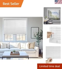 Mini Blinds for Indoor Windows – 42" W x 48" H, White Horizontal Vinyl Blinds