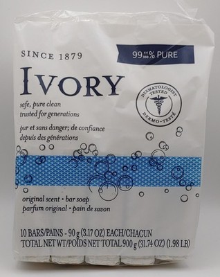 Ivory Bar Soap with Original Scent 3.17 oz (Opened Package with 9 Bars)