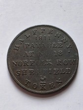 1811 Norfolk Row Sheffield Half-Penny Token Coin | Collectable Grade | 