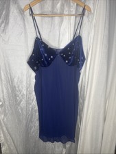 Avon Dreamlife Sapphire Blue Chemise Nightgown Plus 3x Sheer Velvet Stars