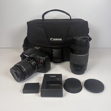 Canon Rebel T6 DSLR 18-55mm IS II 75-300mm Lenses Battery Charger Bag Kit