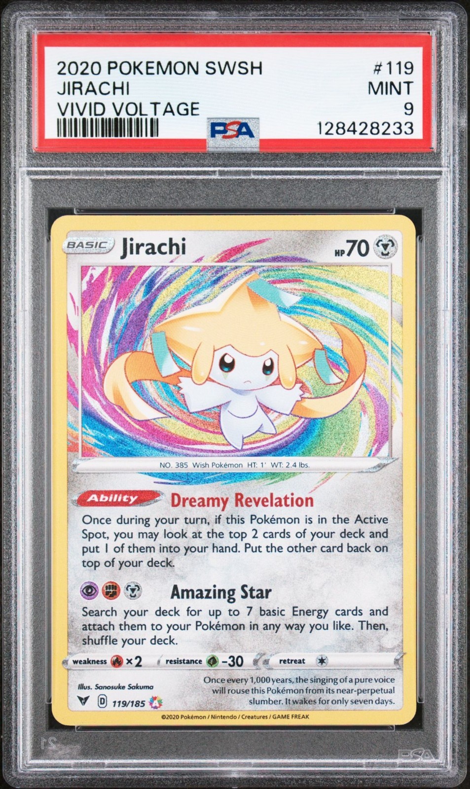 2020 Pokemon Vivid Voltage Jirachi 119/185 Amazing Rare PSA 9