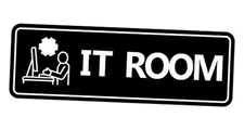 Standard IT Room Sign () - Large 3 x 9" - Large (1 Pack) Black