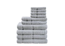 Mainstays 10 Piece Towel Set with Upgraded Softness & Durability, Grey