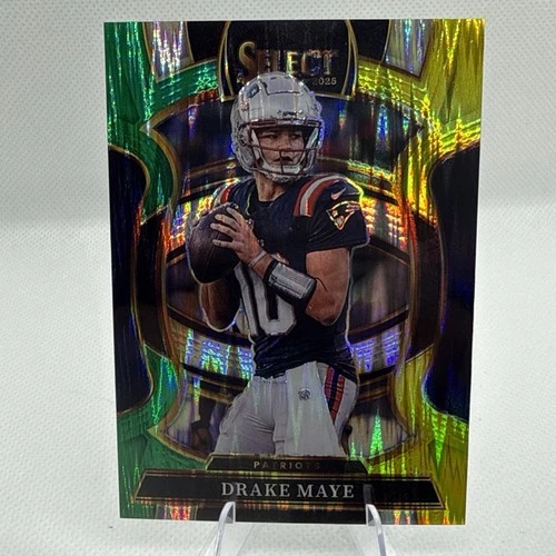 2025 Panini Select Drake Maye Green and Yellow Shock Concourse #80