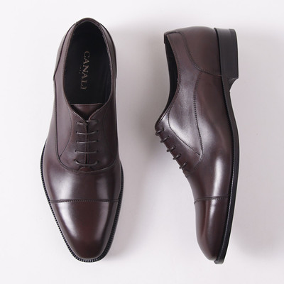 Scarpe Canali 1934 In Pelle Vitello Marroni – Puntera Cappuccio, Balmoral, Taglia 6 Larga