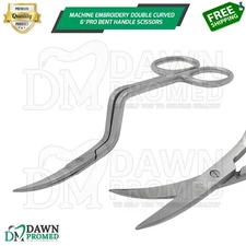 Machine Embroidery Double Curved Scissors 6" Pro Bent Handle German Grade