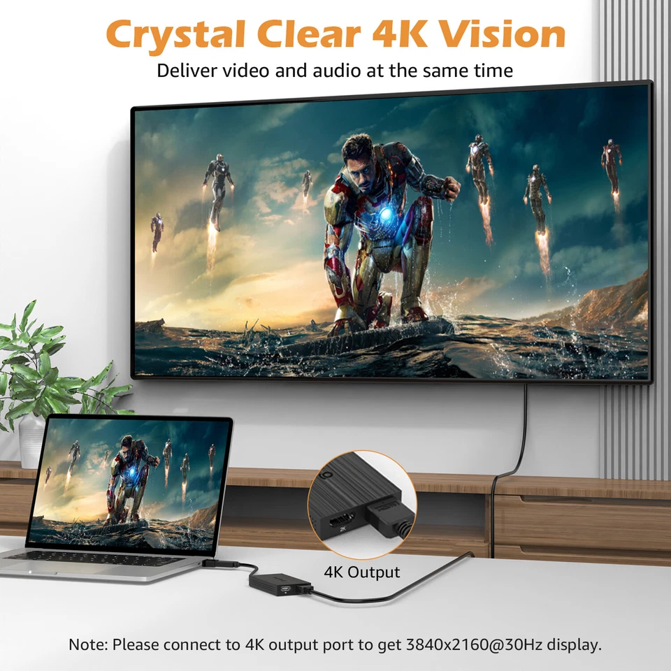 USB 3.0/USB C to HDMI Dual Display Adapter Dual Monitors Hub for Window Mac - Image 3 of 4