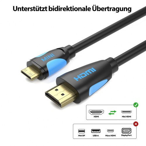 2m mini HDMI High Speed Kabel Adapter firmy JAMEGA | do tabletu aparatu notebooka - Zdjęcie 4 z 7