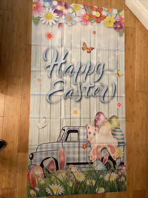Happy Easter Door Cover Easter Bunny Door Cover Egg Easter Door Banner 6x3