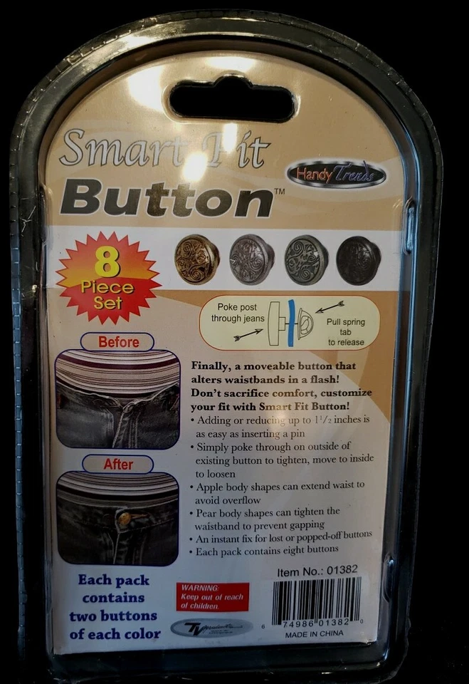 Handy Trends Smart Fit Button- Fix Popped Off Jeans Pants Shorts 8 Piece Set - Image 2 of 2