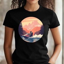 Frauen T-Shirt Bigfoot auf Jetski Motiv Baumwolle Größe S bis 3XL