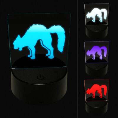 Scared Hissing Black Cat Halloween 3D Illusion LED Night Light Sign Lamp