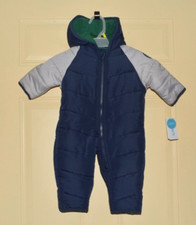 Carter's Snowsuit Puffer Zip Front Hooded Baby 3-6 months Blue Gray NEW w/ Tags 