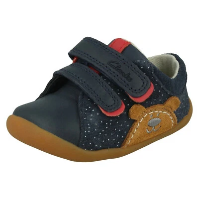 Baby Boys Clarks 'Roamer Bear' Navy Leather First Shoe PreWalkers