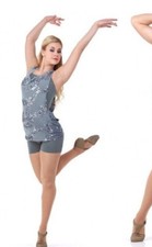 Adult XL Contemporary Dance Costume Temptation Boy Short Unitard  Top GRAY