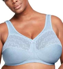 NEW Glamorise 1064 Magic Lift Moisture Control Wireless Bra 46D Light Blue