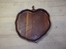 vintage wood leaf serving tray trinket dish change  key holder FREE SHIPPING