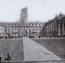 Horse & Buggies, Hotel de Ville, Dijon, France, c1900 Magic Lantern Glass Slide