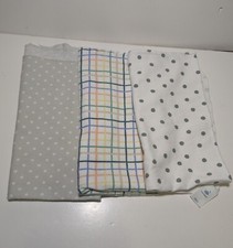 Cloud Island Flannel Baby Blankets Lot Of 3 100 Cotton Grey Dots 30" x 30"