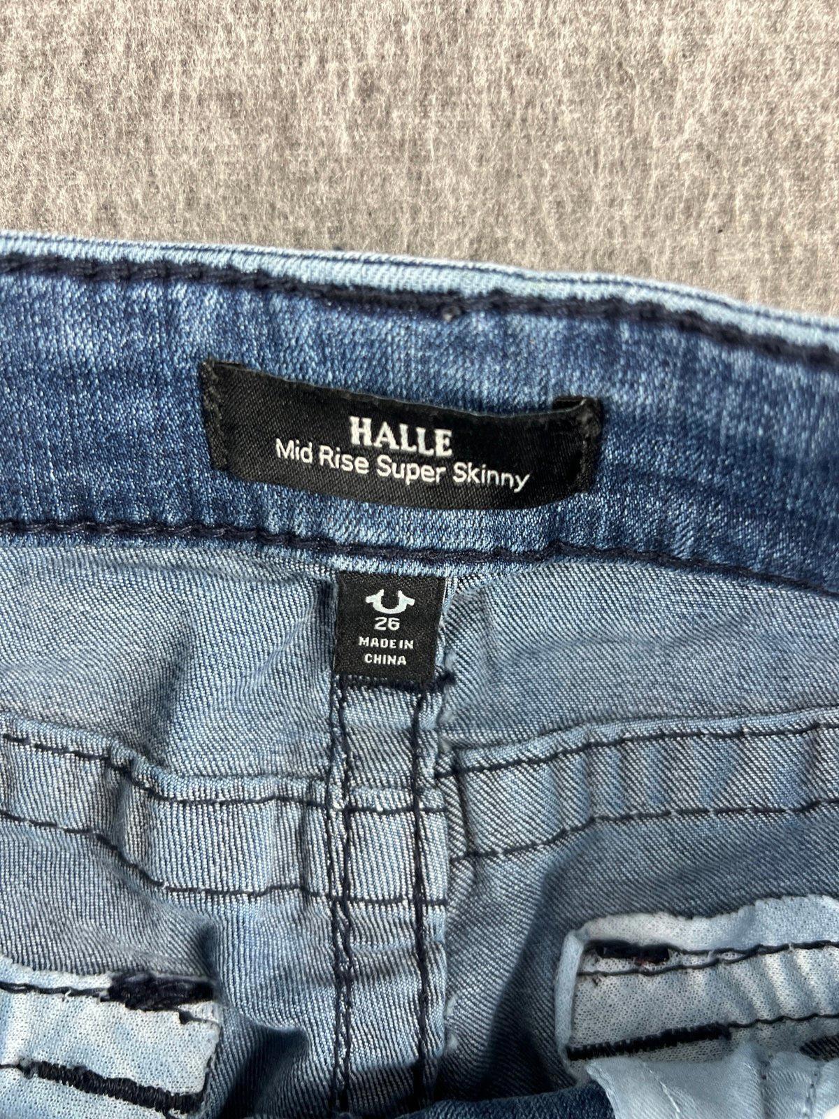 True Religion Halle Mid Rise Super Skinny Womens Jeans Size 26 Blue Denim  thumbnail 4