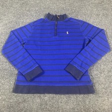 Polo Ralph Lauren Sweater Boys Medium Blue Striped Flesh Pony Embroidered Preppy