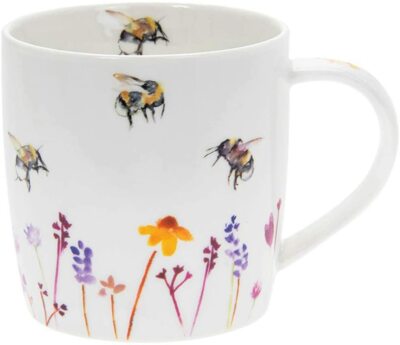 Busy Bees Becher Blumenmuster Kaffeetasse Hummel Biene feines China Geschenkverpackung 