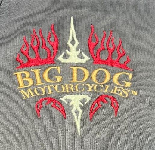 Big Dog Motorcycles Gray Hoodie with Two Pockets and Logo  