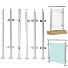 304 Stainless Steel Posts Stair Balustrade Railing Glass Clamps Handrail Garden