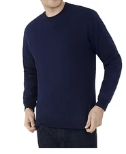 MENS XL FRUIT OF THE LOOM CREW NECK MOISTURE WICKING FLEECE SWEATSHIRT, BLUE