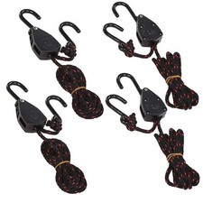 4 Pack 1/8 Inch 6Ft Adjustable Rope Hanger Ratchet Kayak Canoe Tie Down Straps