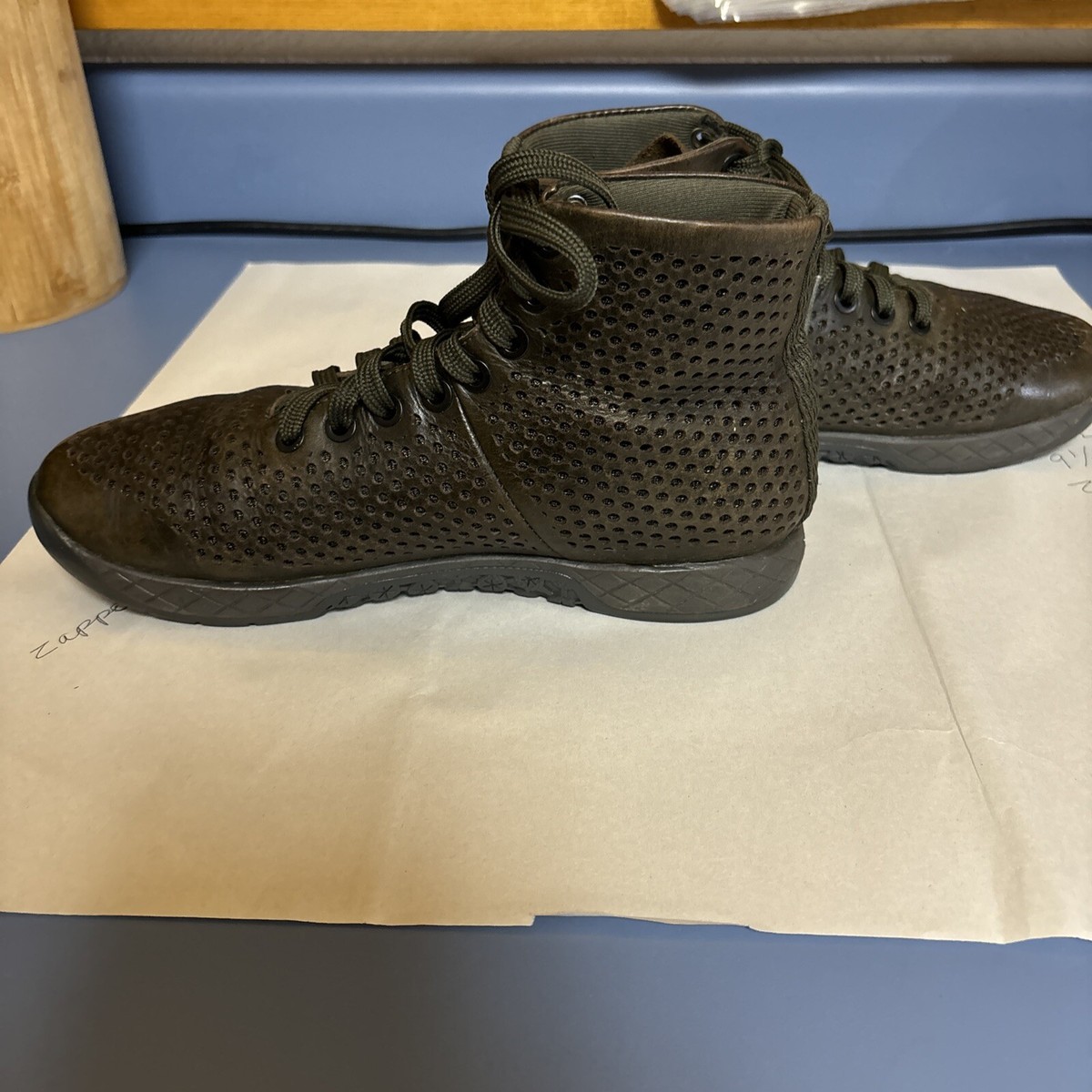 NOBULL High Top Leather Trainers Gum Sole Womens Coffee  display picture 3