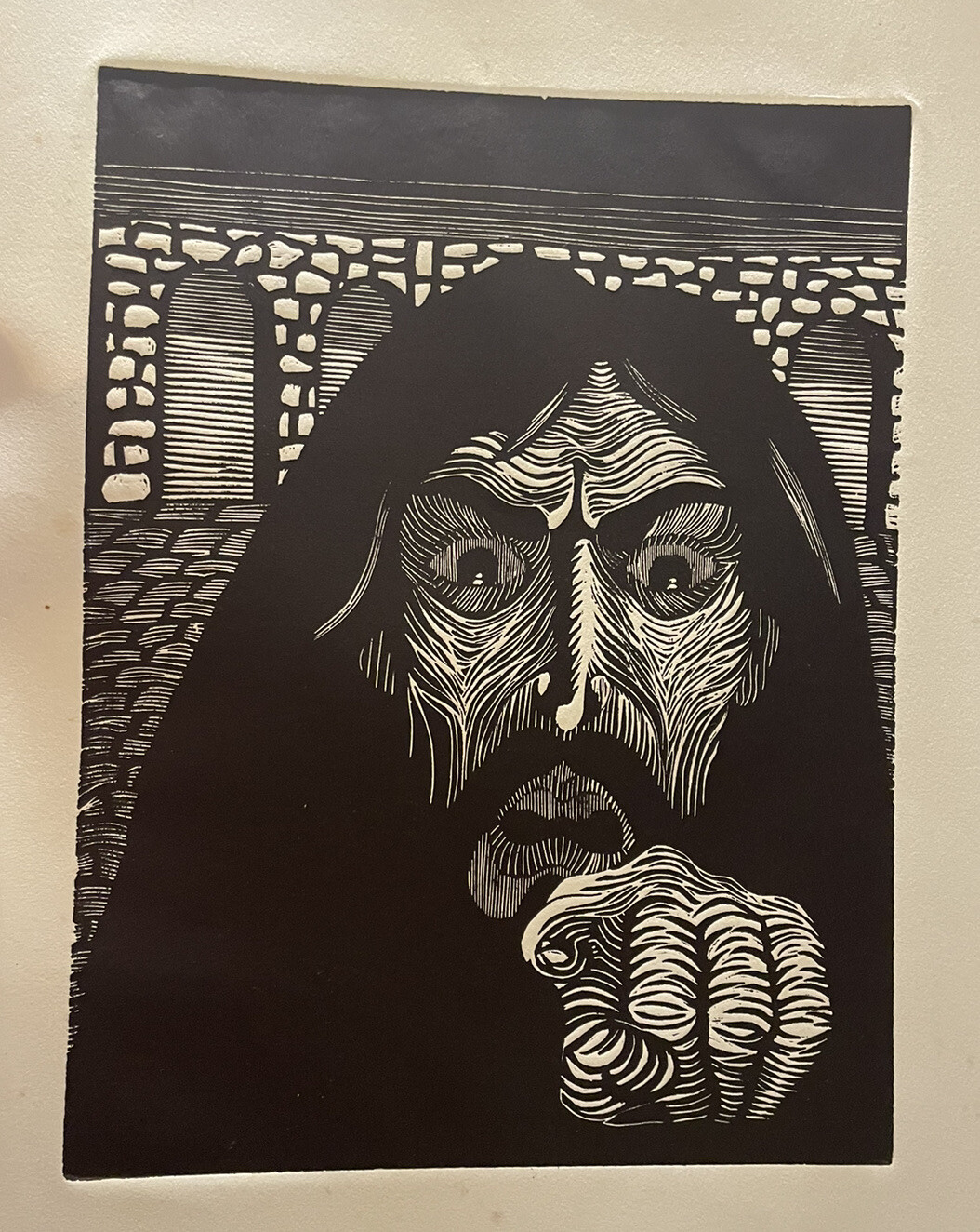 Expressive woodblock print black white Jesus Christus Nr II | eBay