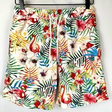 U.S. Polo Assn Men  s Swim Trunks Pockets Tropical Print Colorful Small Beach
