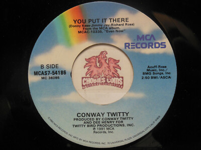 Conway Twitty: She's Got A Man On Her Mind / You Put It Ther, 45 RPM VG+ (X8) 