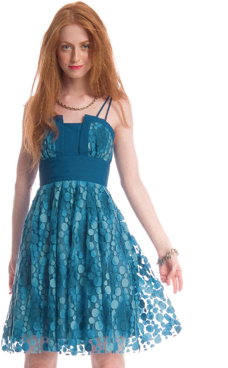 tracy reese blue lace dress Plenty by Tracy Reese Carla Blue Lace Panel Stretch Jersey Sheath Dress - $128