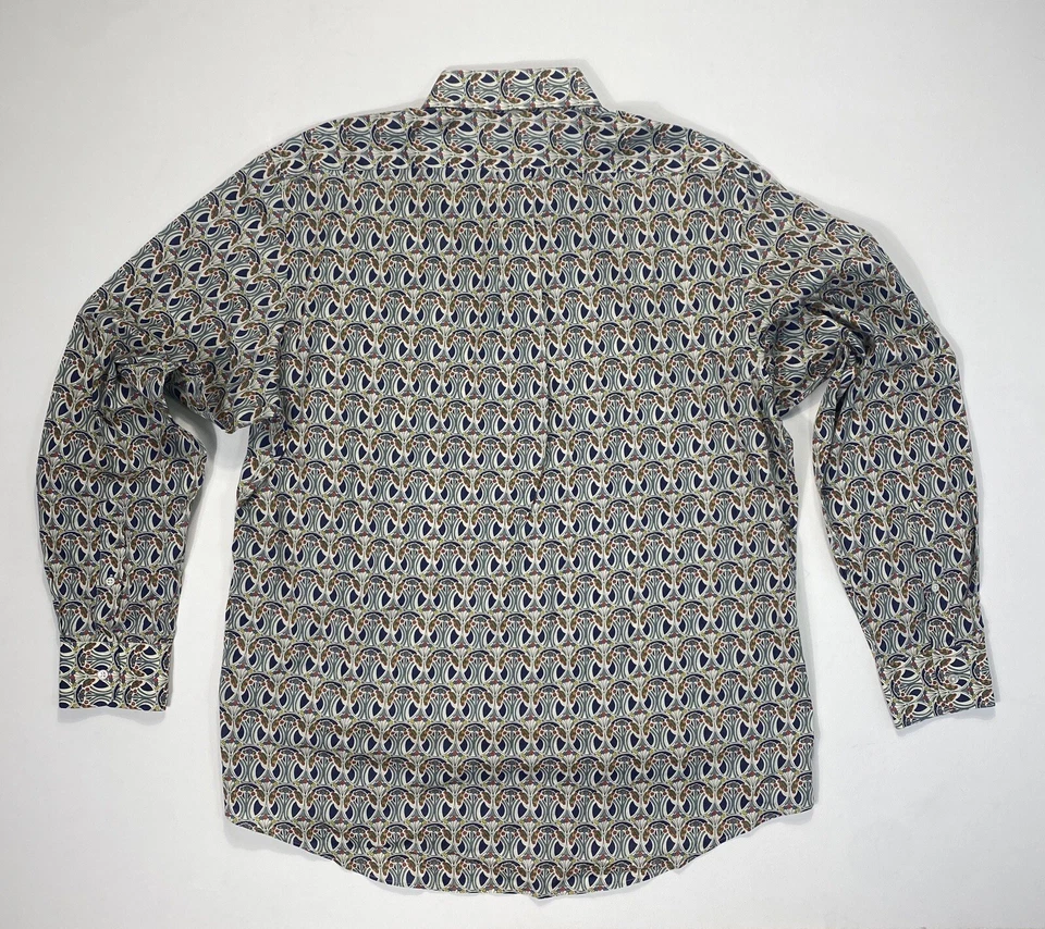 Neiman Marcus 男式衬衫 2XL 纽扣意大利制造花卉设计师现代 — 第 2/4 张图片