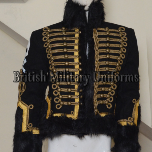New Black Jimi Hendrix Costume Hussar Pelisse Wool/Fur Men Jacket Fast Shipping - Afbeelding 1 van 7