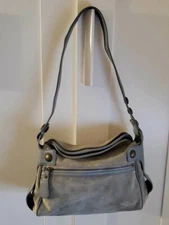 Marc By Marc Jacobs Leather Hobo Slouch Shoulder Handbag Gray "Preowned"