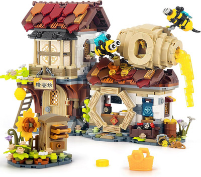 HIGH GODO Honey Workshop Mini Building Set, MOC Street View Simulation Architect