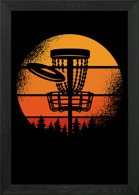 Disc Golf Retro Sonne Gerahmtes Wandbild Poster Leinwanddruck Bild