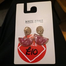 WHITE STUFF  STATEMENT  SEMI CIRCLE'  DROP  EARRINGS - PIERCED -